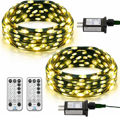 2 Pack Fairy String Lights Plug in 33Ft Green Wire Fairy Lights for Bedroom (200 Count)