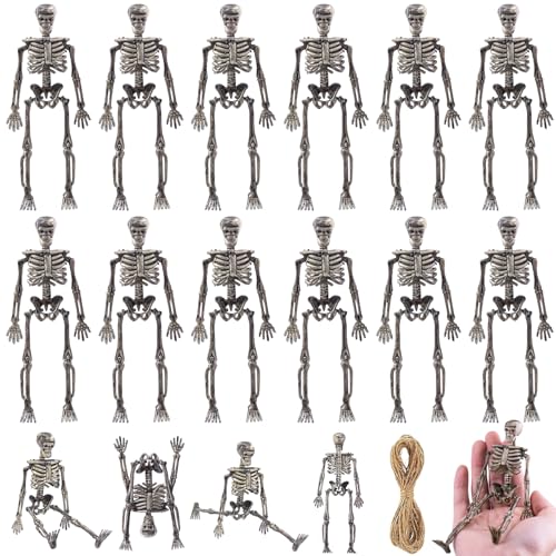 16Pcs 6" Halloween Mini Plastic Skeleton Figurines Decorations Set (16 Count)