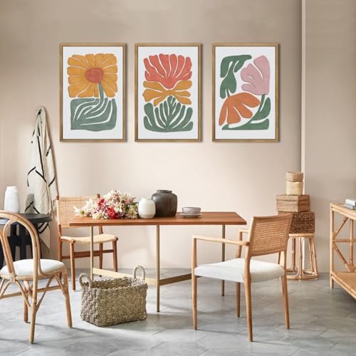 Large Boho Colorful Floral Wooden Wall Art Set