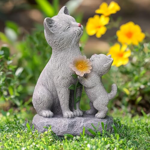 Solar Cat Garden Statue Outdoor Decor