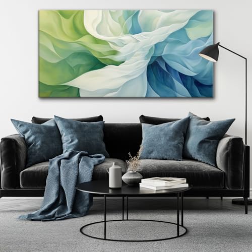 Abstract Lines Wall Art for Living Room Canvas Prints Aqua Turquoise Blue Green Artwork Paintings Decor Bedroom Office Girl Woman