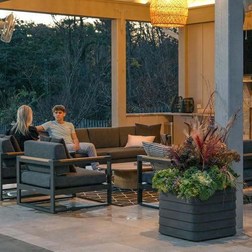 TruDrop Self Watering Slat Square Box Planter
