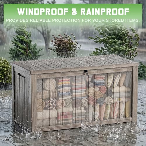 200 Gallon Deck Box Lockable Waterproof UV Resistant Grey