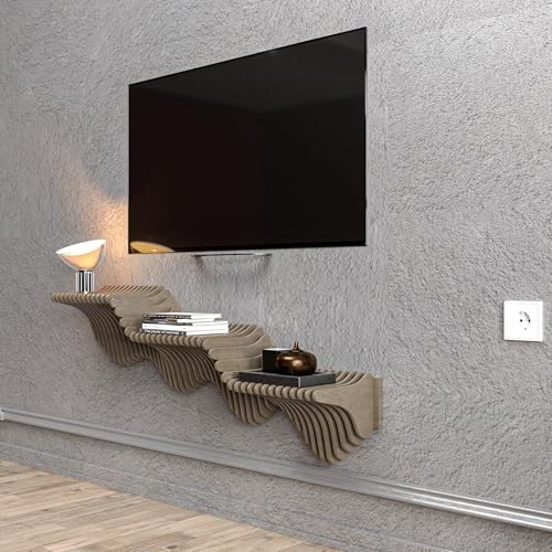 Parametric 40' Floating Shelf Modern Geometric Wooden 3D Wavy Wall Piece