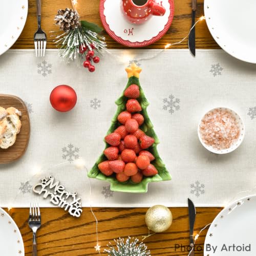 Grey Red Xmas Trees Table Runner Home Party Decor 13x72 Inch
