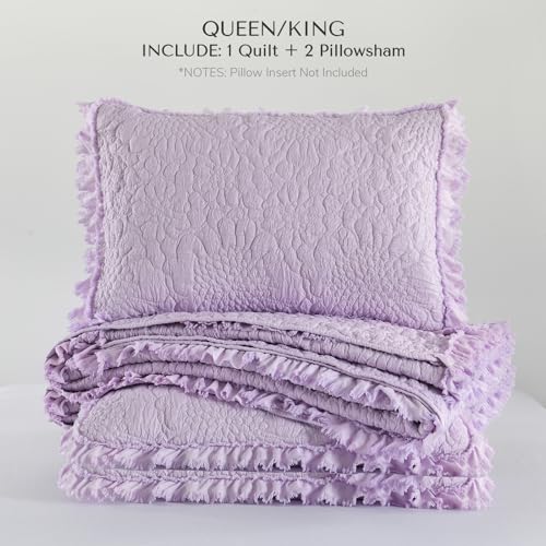Lavender Ruffled Quilt King Size