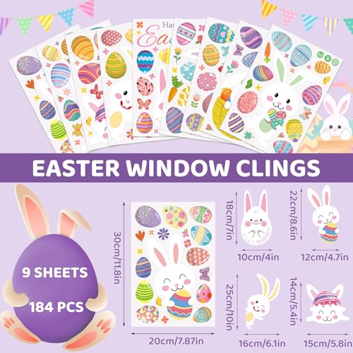 184 PCS Easter Window Clings (12 Count)