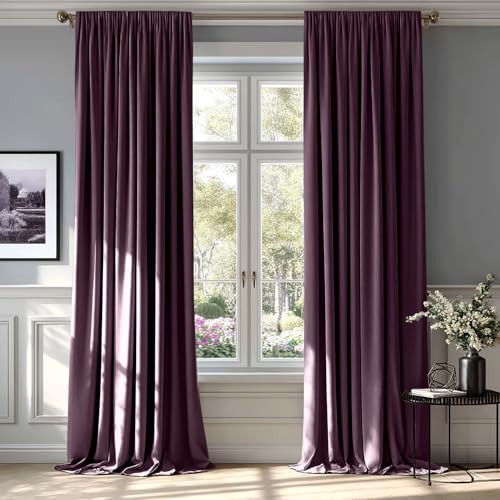 Purple Orchid Blackout Velvet Curtains Drapes 96 Inch Long 52"x96" (2 Count)
