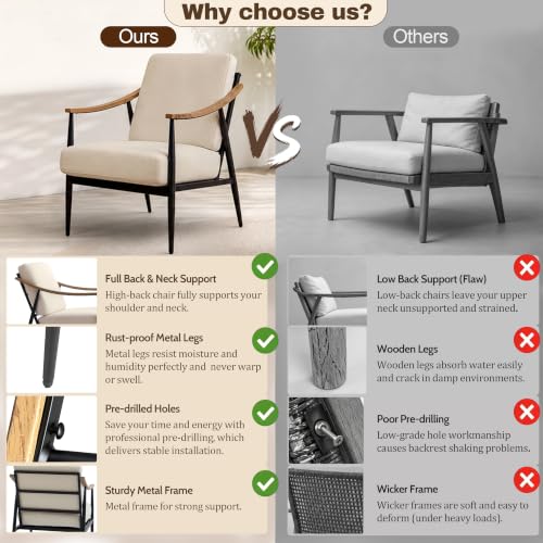 Modern Accent Chairs Set of 2 for Living Room Bedroom Mid Century Arm Chairs Upholstered Office Accent Chairs Comfy Waiting Room Chairs with Metal Frame (2 Count)