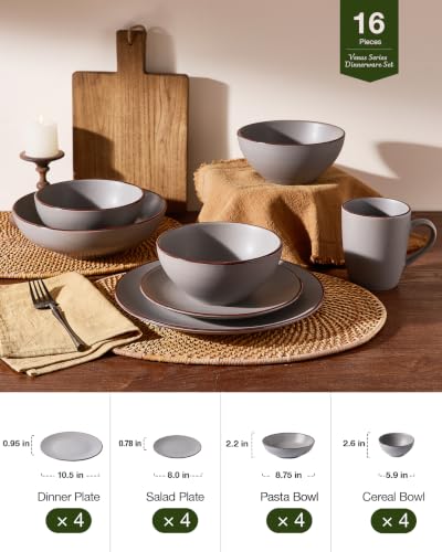 Venus Stoneware Dinnerware Sets with Pasta Bowls (16 Count)