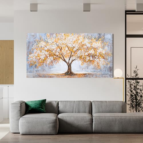 Canvas Wall Art Decor For Living Room 20"X 40" Golden Tree of Life Wall Art