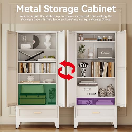 71 "Farmhouse Metal Filing Cabinet with a Drawer and 4 Adjustable Shelves