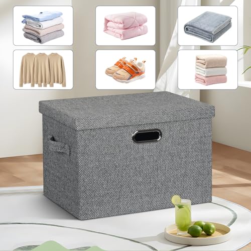 Storage Bins with Lids Fabric Closet Organizers Cubes Office Organization (3 Count)