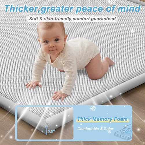 Baby Play Mat for Floor Nursery Rug Muscle Area Rug Playroom Rug 50x50" Elastic Foam 1.3" Thick Crawling Mat for Babies