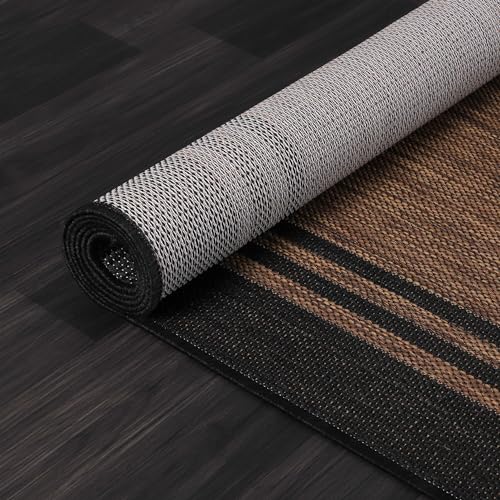 Bordered Outdoor Rug 10x14 Washable Outside Carpet for Indoor Patio Porch Waterproof Easy Cleaning Non Shedding Area Rugs Nut Brown 10 x 14