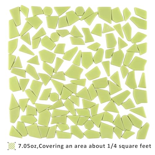 200g Green Mosaic Tiles for Crafts Bulk (7.05 Ounce)