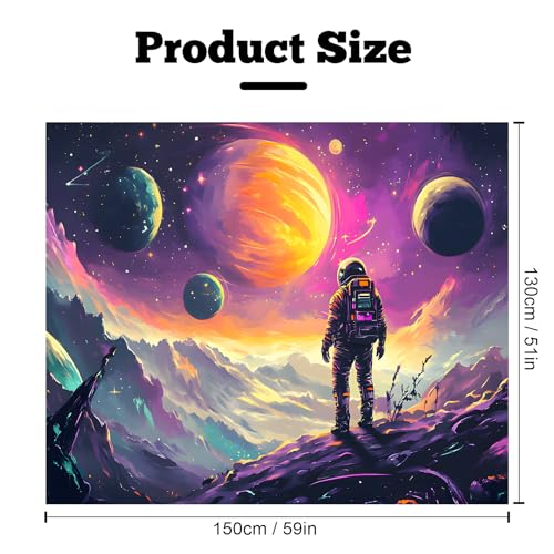 Blacklight Space Astronaut Tapestry UV Reactive Galaxy Planet Glow in Dark Tapestries Black Light Poster Neon Wall Hanging Art for bedroom Living Room