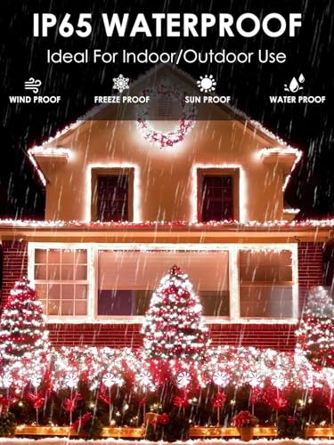 Solar Christmas Lights Outdoor 4 Pack 132FT 400 LED String Lights Red White (4 Count)