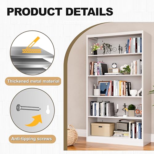 55” White Bookshelf (5 Count)