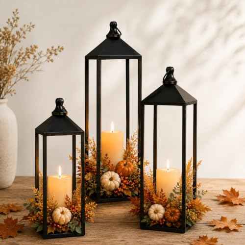22'' 19'' 17'' Lanterns Decorative Outdoor Indoor (3 Count)