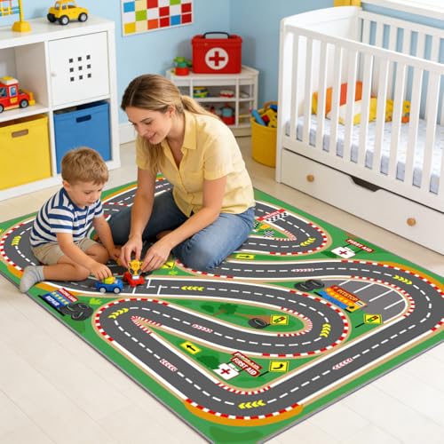 Kids Rug Playmat City Life Playroom Rug Activity Mat for Kids Toy Car Kids Carpet for Playroom Living Room