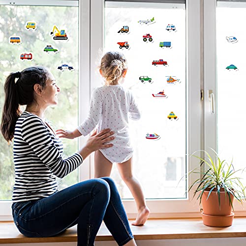 40 PCS Transportion Thick Window Gel Clings for Kids Toddlers (40 Count)