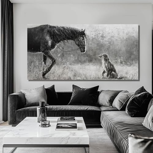 Dog Wall Picture Contemporary Canvas Wall Art Animal Wall Paintings 24"x48" Wall Prints for Living Room Pictures for Office