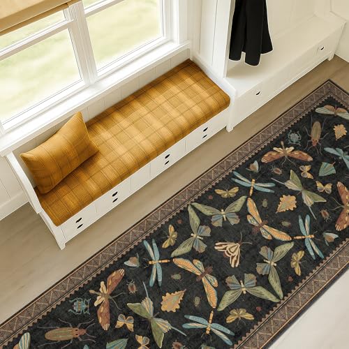 Dark Black Boho 2x10 Rug Runners for Hallways (20 Sq Ft)
