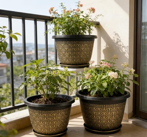 4 Pack 12 Inch Plant Pots (4 Count)