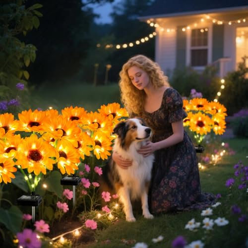 Solar Sunflower Lights 6 Pack with 36 Sunflower Solar Lights Outdoor Garden Decor Birthday Gift for Mom Women Grandma (36 Count)
