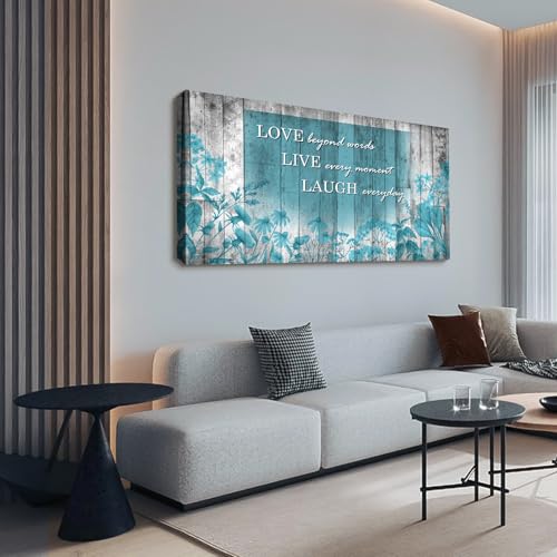 S07050 Wall Art Motivational Quotes Canvas Prints 1 Panels Teal Flowers Abstract Pictures Paintings Stretched and Framed for Living Room Bedroom Kicthen Office Artwork