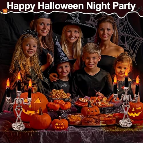 2 Pack Halloween Candelabra LED Flameless Candles Holder Battery Operated (2 Count)