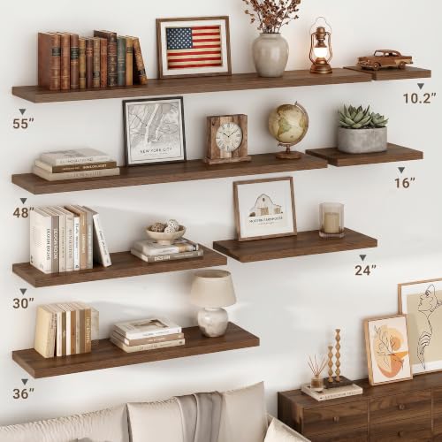 10 Inch Deep Floating Shelves for Wall 55” Set of 2 (2 Count)