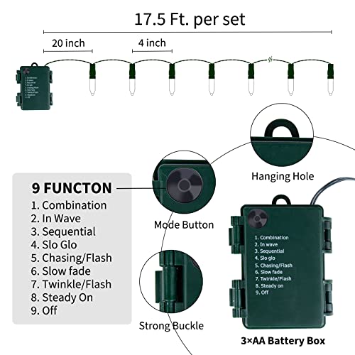 Battery Operated Christmas Lights 4 Pack 18 FT 50 LED Warm White (110 Foot)
