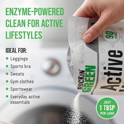 Active Wear Laundry Detergent Powder & Odor Eliminator for Sportswear & Workout Clothes (45 Ounce)