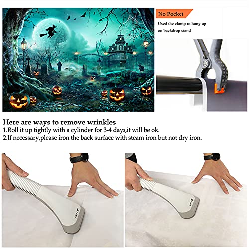 10x7ft Green Halloween Backdrop Spooky Photography Background