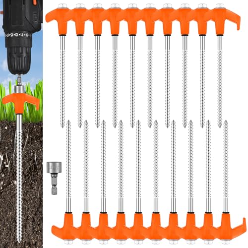 20 Pcs 8" Screw in Tent Stakes Ground Anchors (20 Count)