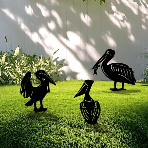 3 Pack Pelican Metal Garden Decorative Stakes (3 Count)