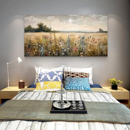 Framed Wall Decor For Living Room Canvas Prints Wall Art Bedroom Office Decoration Vintage Abstract Painting Rural Natural Landscape Artworks Pictures Ready To Hang Farmhouse Home Decor