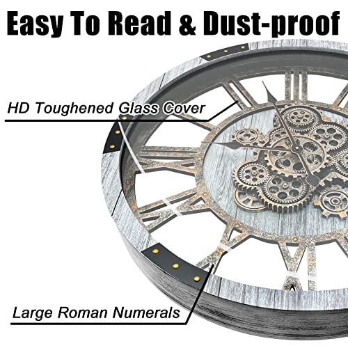 24" Large Wall Clock with Moving Gears