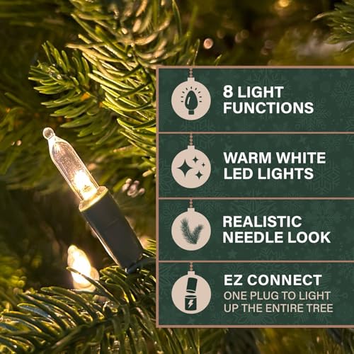 9 Ft. Carmel Pine Slim Artificial Christmas Tree with Warm White LED Lights and Stand