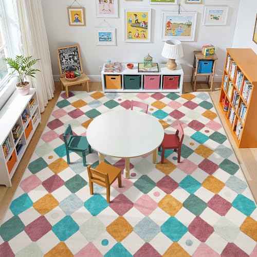 8x10 Classroom Rug Washable Kids Playroom Play Mat Colorful Nursery (80 Sq Ft)