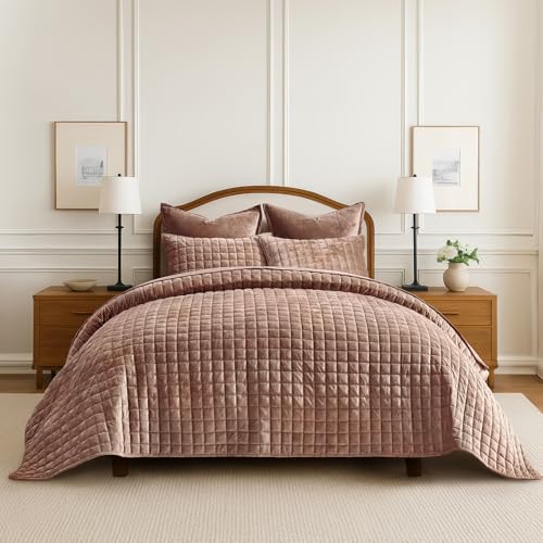 Channel Box Stitch Velvet Quilt Set