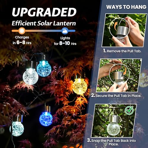 Solar Lights Outdoor Garden Decor Hanging Lantern for Outside 12Pc (12 Count)