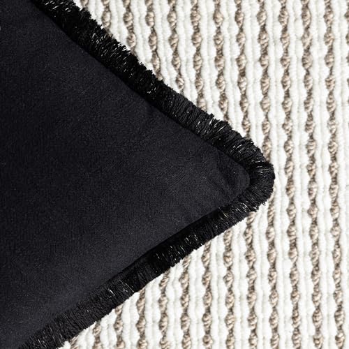 Decorative Linen Fringe Throw Pillow Covers 26×26 Inch (2 Count)