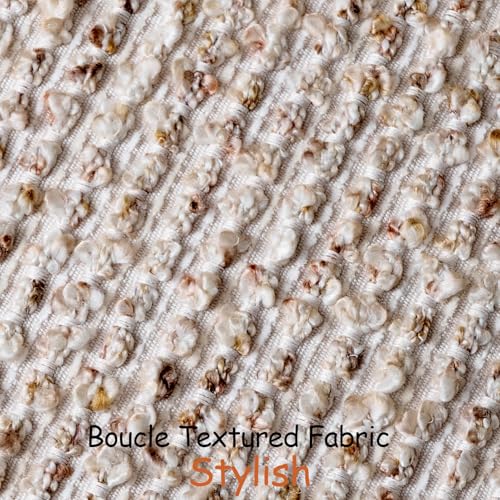Striped Throw Pillow Covers 20x20 Set of 2 Beige Textured Boucle Chic Morden Boho Accent Farmhouse Square Decorative Couch Pillow Covers for Home Decor Bed Sofa Living Room (2 Count)