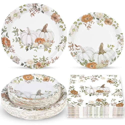 150Pcs Fall Paper Plates and Napkins Party Supplies Autumn Plates Napkin (150 Count)
