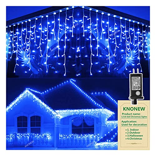 Christmas Lights Outdoor Decorations 1216 LED 99ft 8 Modes Curtain Fairy String Light with 228 Drops