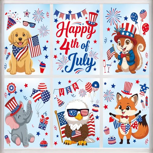 Happy 4th of July Window Clings 6 Sheets (6 Count)