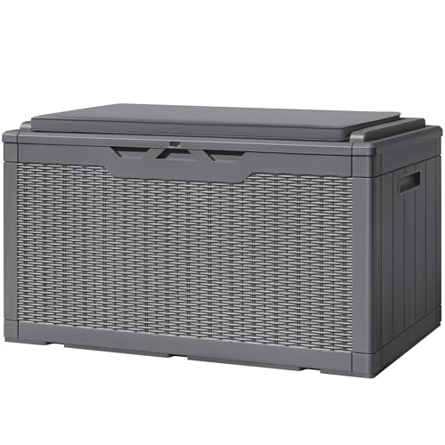 100 Gallon Resin Deck Box Large Outdoor Storage with Cushions for Patio Furniture